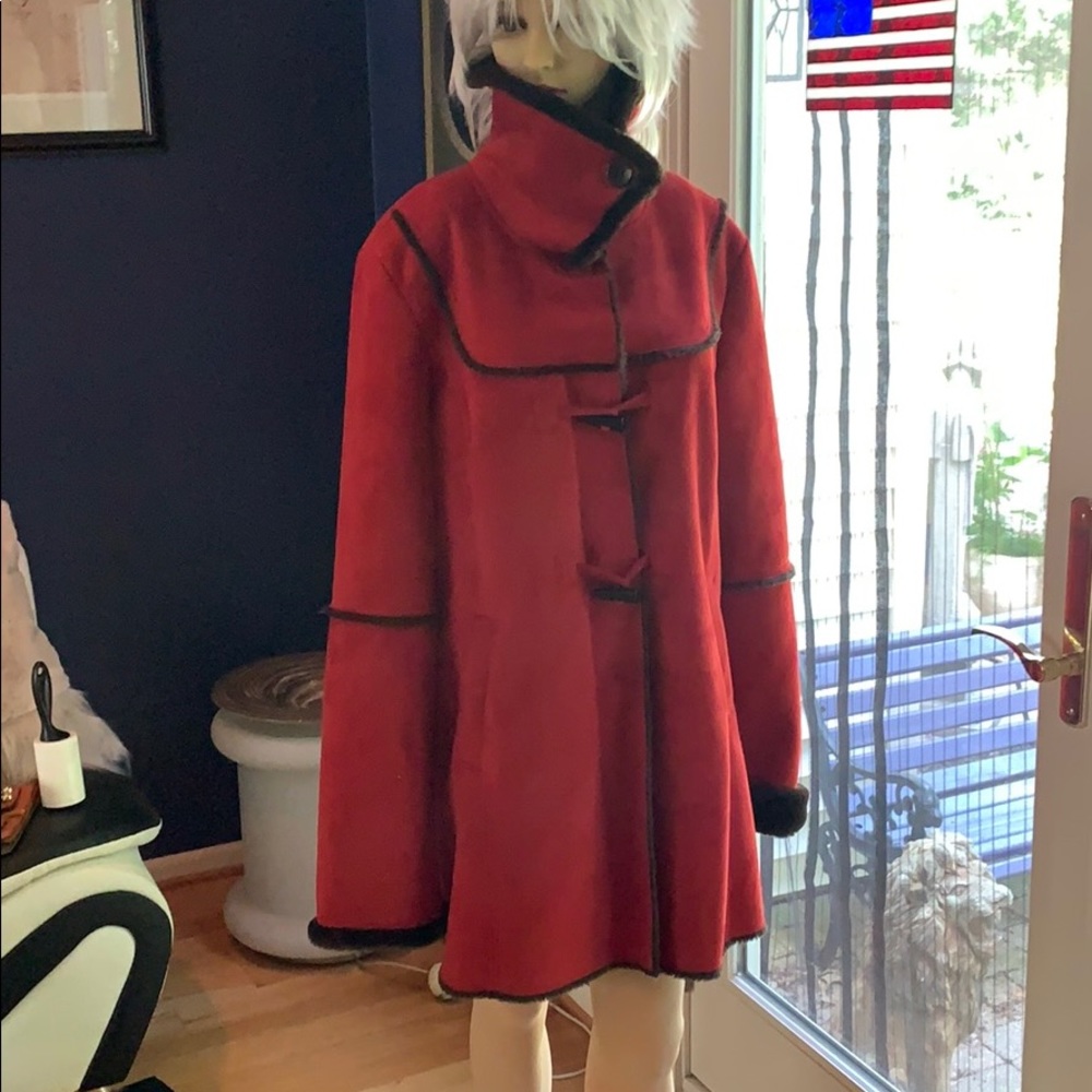 LIKE NEW Faux fur-lined Car Coat, LARRY LEVINE